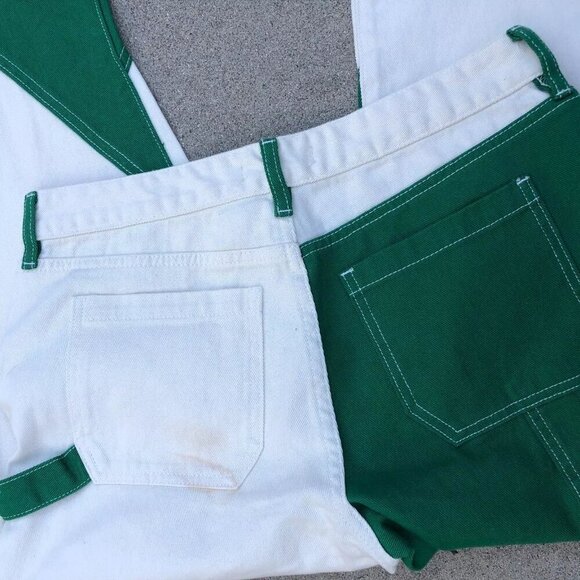 PACSUN Low Rise Carpenter Denim Jeans Women's 28 Color Block Green Pants​ - Picture 9 of 11